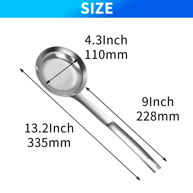 TBWHL Multi-functional Hot Pot Fat Skimmer Spoon - Stainless Steel Fine Mesh Food Strainer for Skimming Grease and Foam DIA 4.4" - Image 2